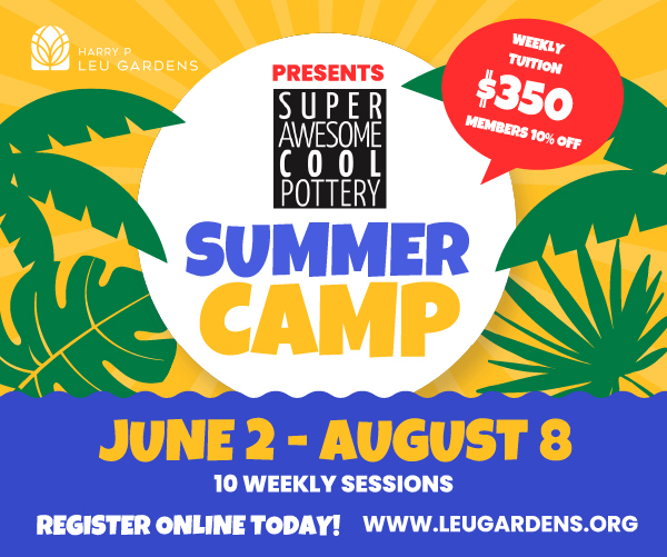 Pottery focused summer camp in Orlando's Leu Gardens for kids 6th grade to 12th grade with 10 weekly sessions. 