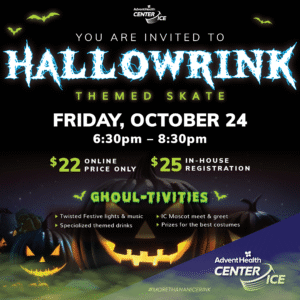 Hallowrink kids skating event at Adventhealth center ice in Tampa florida